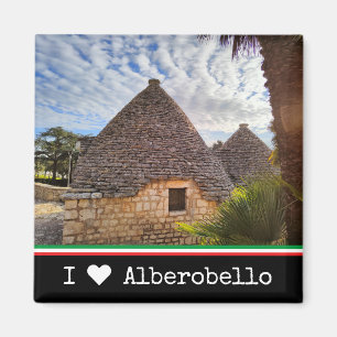 Custom text, trulli dwellings in Alberobello, Magnet