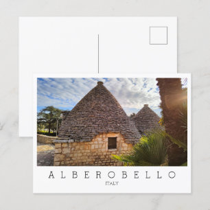Custom text, trulli dwellings in Alberobello,  Postcard
