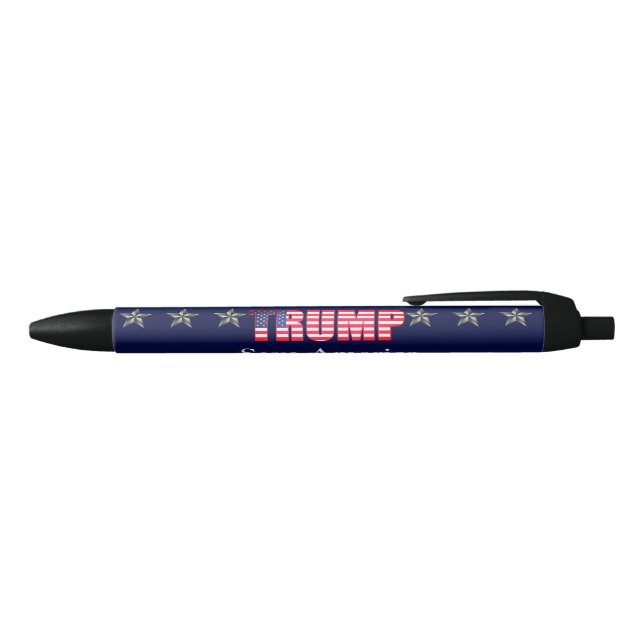 Custom Text Trump '24 Save America Blue Star Black Ink Pen (Top)