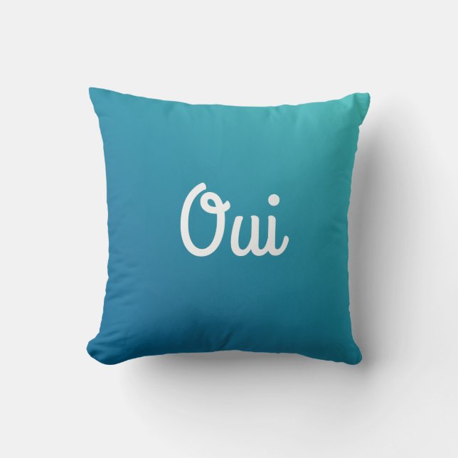 Custom Text Turquoise Ombre Throw Pillow (Front)