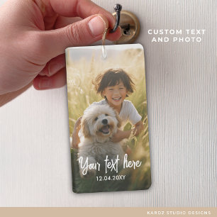 Custom Text Two Photo Keepsake Family Photo Keychain