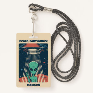 Custom Text UFO Alien Badge