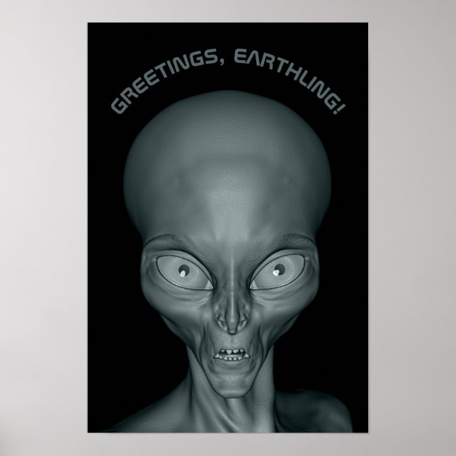 Custom text UFO Alien poster (Front)