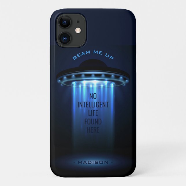 Custom text UFO Spaceship phone casees Case-Mate iPhone Case (Back)