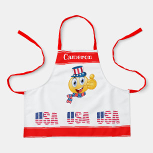 Custom Text Uncle Sam Emoji with Hat and Scarf   A Apron