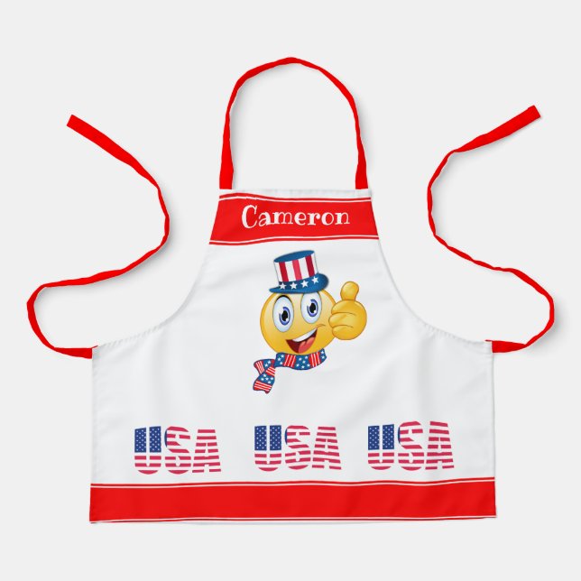 Custom Text Uncle Sam Emoji with Hat and Scarf   A Apron (Front)