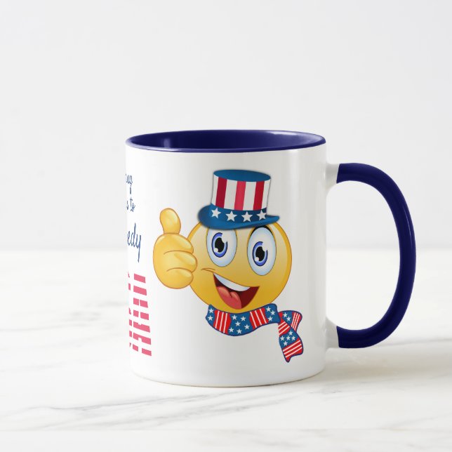 Custom Text Uncle Sam Emoji with Hat and Scarf  Mug (Right)