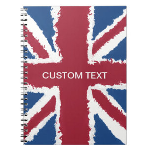 Custom Text Union Jack Flag Art by Heva Weva Notebook