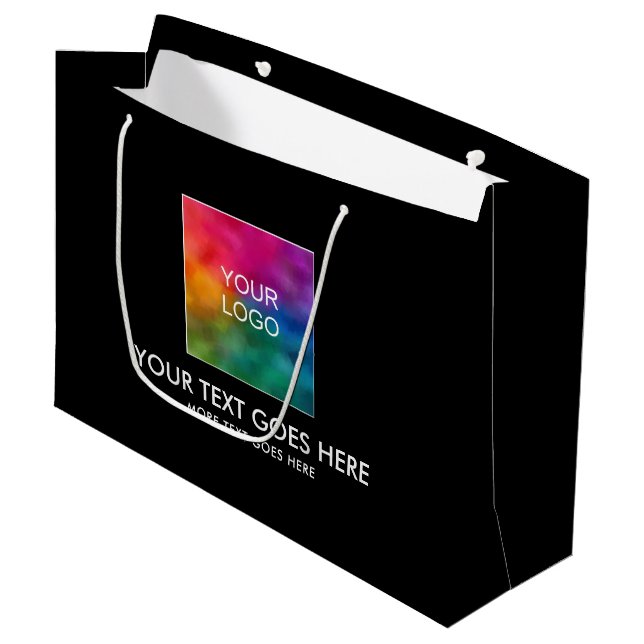 Custom Text Upload Your Business Company Logo Here Large Gift Bag (Front Angled)