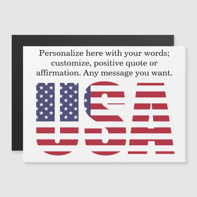 Custom Text USA Patriotic Magnetic Greeting Card (Front/Back)