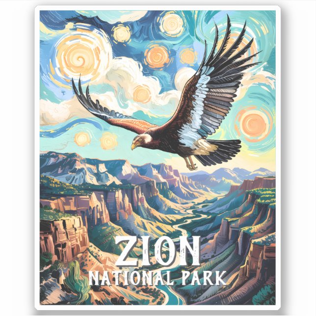 Custom Text Vibrant Zion Canyon Bird Condor Retro (Front)