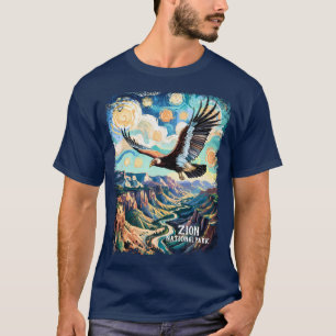 Custom Text Vibrant Zion Canyon Bird Condor Retro T-Shirt