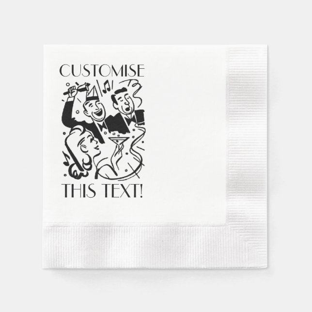 Custom Text Vintage Art Deco Cocktail Party Napkin (Front)