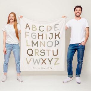 Custom Text Vintage Painted Alphabet Nursery Room Fleece Blanket