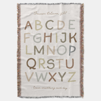 Custom Text Vintage Painted Alphabet Nursery Room Throw Blanket