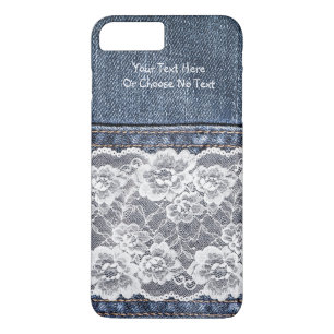 Custom Text/ Vintage Retro Blue Jeans Denim Lace Case-Mate iPhone Case