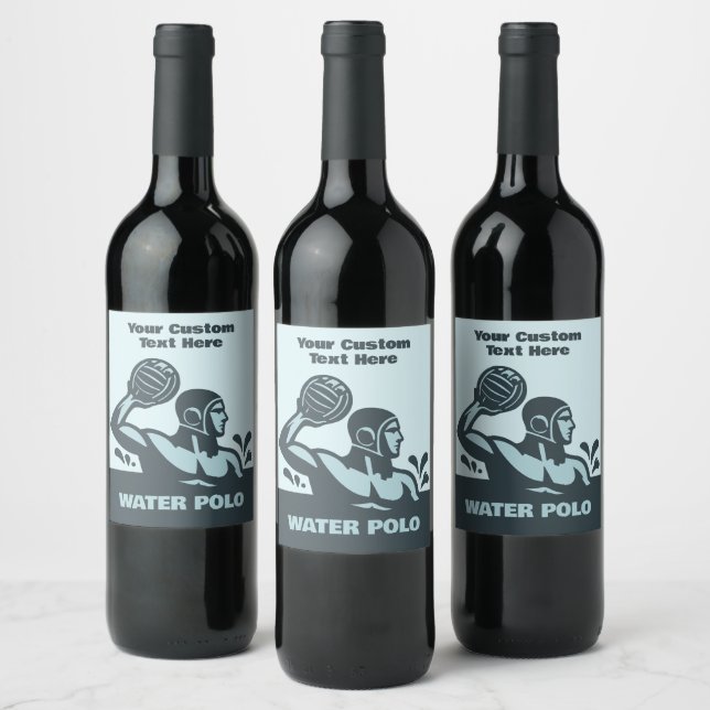 Custom Text Water Polo Wine Label (Bottles)
