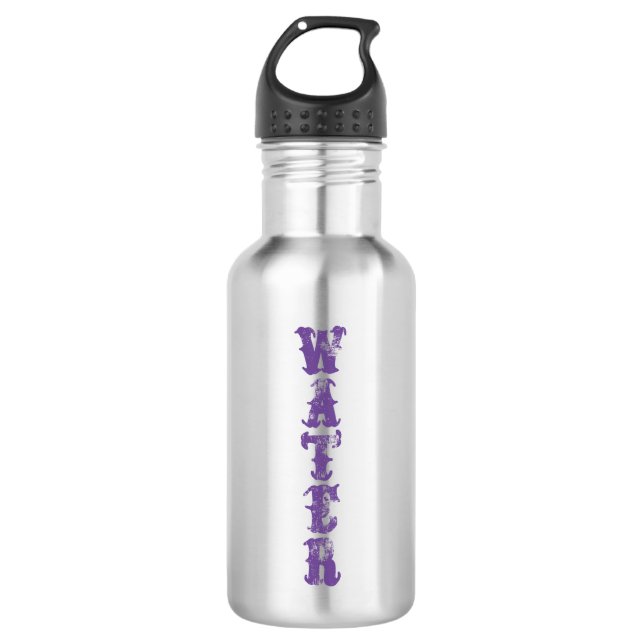 Custom Text "Water" Stainless Steal Water Bottle (Front)