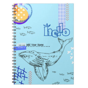 CUSTOM TEXT - Whale Collage Notebook