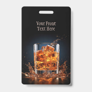 Custom Text Whiskey On The Rocks Badge