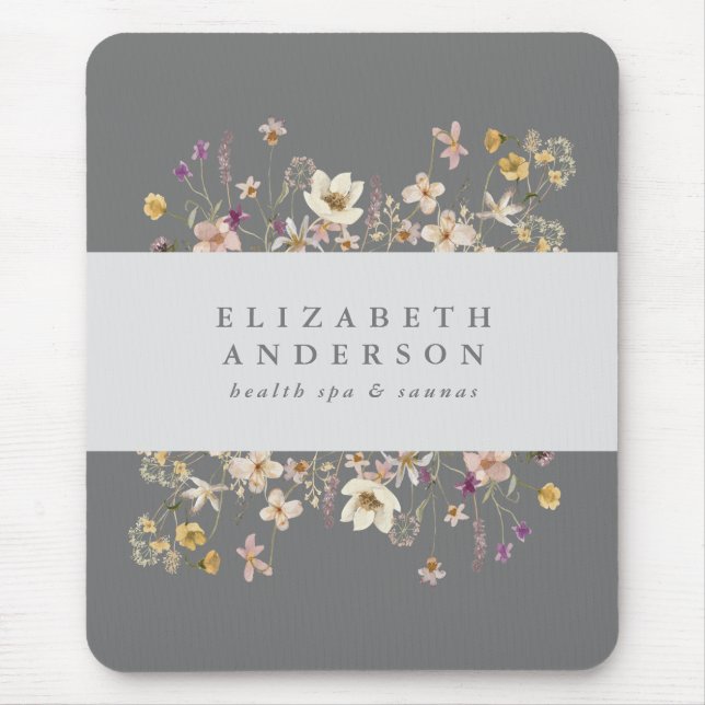 Custom Text Wildflower Botanical Floral Mouse Pad (Front)
