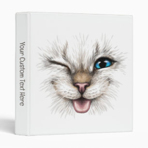 Custom Text Winking Cat Binder