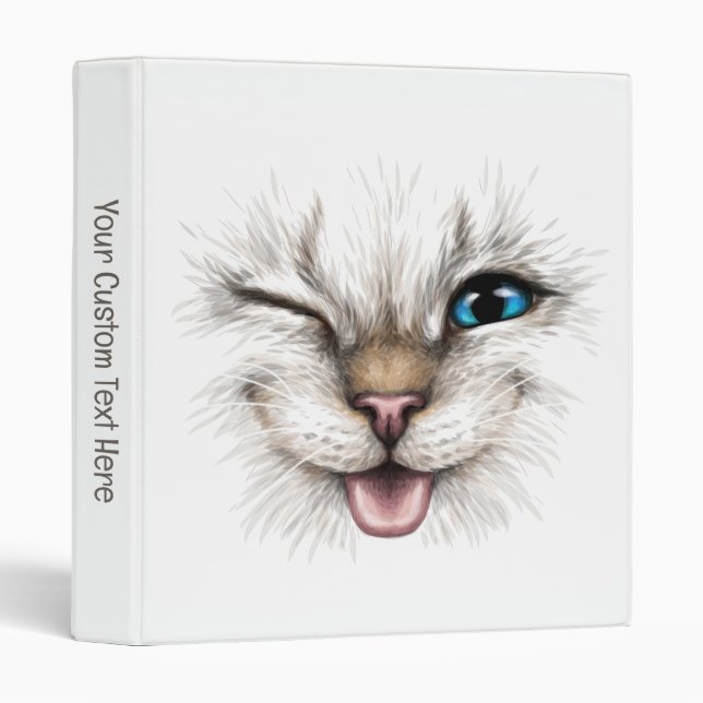 Custom Text Winking Cat Binder (Front/Spine)