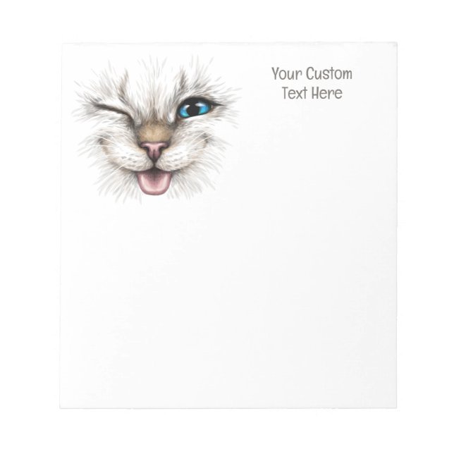 Custom Text Winking Cat Notepad (Front)