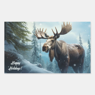 Custom Text Winter Moose Sticker