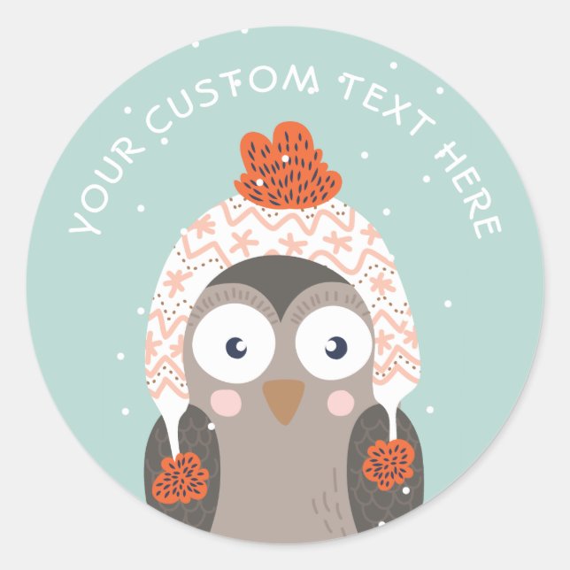 Custom text Winter Owl stickers (Front)