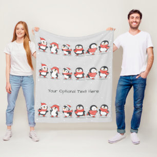 Custom text Winter Penguins Fleece Blanket
