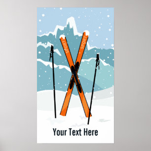 Custom Text Winter Skiing poster
