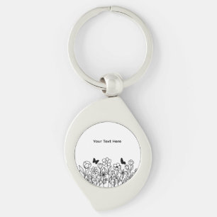 Custom Text with Flowers Keychain