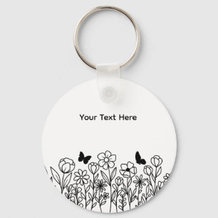 Custom Text with Flowers Keychain