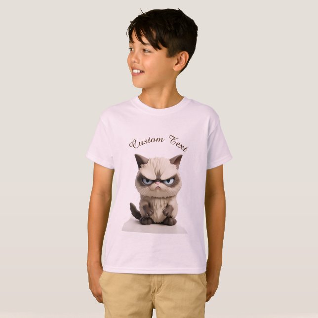 Custom Text with Grumpy Cat T-Shirt (Front Full)