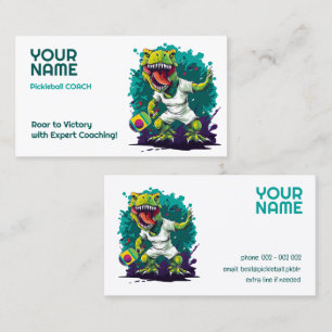 Custom text with t-rex  Pickleball  Business Card