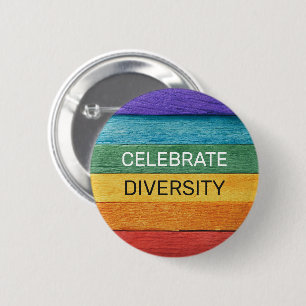 Custom Text Wood-Textured Rainbow Flag 2 Inch Round Button