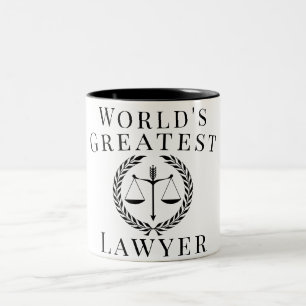 Custom Text World's Greatest Lawyer Justice Scales Two-Tone Coffee Mug