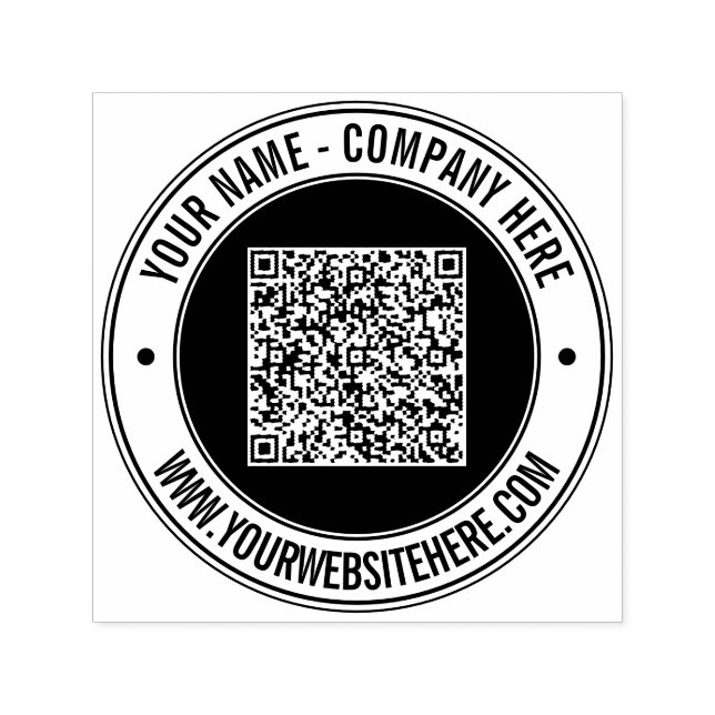 Custom Text Your QR Code Colour Round Stamp Exampl (Design)