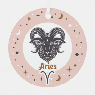 Custom Text Zodiac Sign Aries Metal Ornament