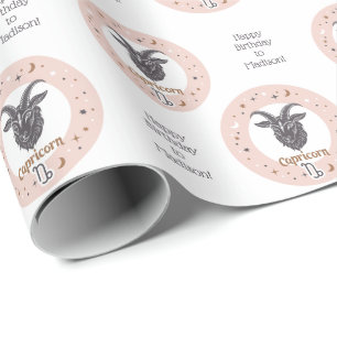 Custom Text Zodiac Sign Capricorn Wrapping Paper