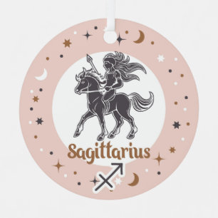 Custom Text Zodiac Sign Sagittarius Metal Ornament