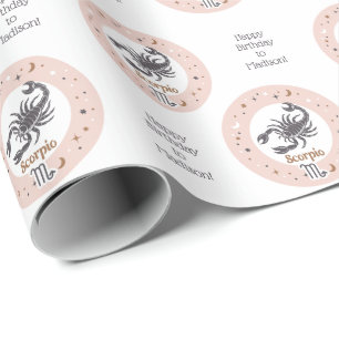 Custom Text Zodiac Sign Scorpio Wrapping Paper