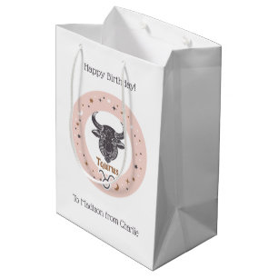 Custom Text Zodiac Sign Taurus Medium Gift Bag