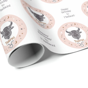 Custom Text Zodiac Sign Taurus Wrapping Paper