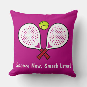 Custom text🎾Padel Rally Wrap hot pink Throw Pillow