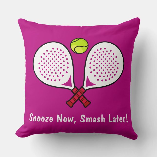 Custom text🎾Padel Rally Wrap hot pink Throw Pillow (Front)
