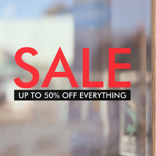 Custom Texts Red Sale Business Promotional Store Window Cling