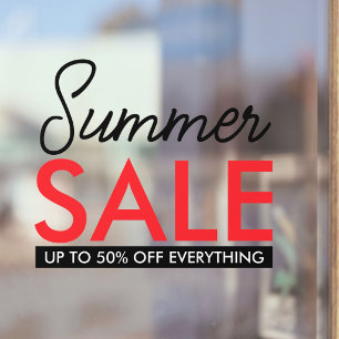 Custom Texts Red Sale Elegant Script Store Signage Window Cling
