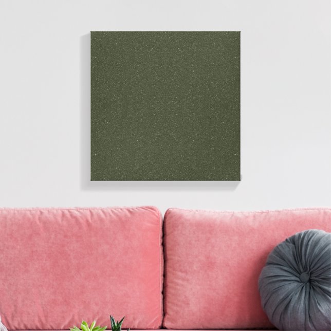 Custom Textured Moss Green Stretched Canvas Print (Insitu(LivingRoom))